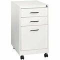 Hirsh Industries 15'' x 19'' x 26'' White Mobile Pedestal Filing Cabinet with 3 Drawers 42021028